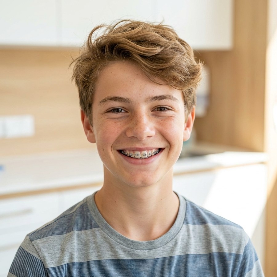 Festsitzende Gratis Zahnspange mit Brackets